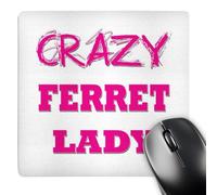 3dRose mp_175041_1 8" x 8" Crazy Ferret Lady Mouse Pad