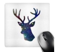 3dRose mp_179698_1 8" x 8" Deer Stag Head Silhouette of Dark Blue Outer Space Stars Galaxy Mouse Pad