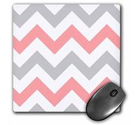 3dRose mp_179794_1 8" x 8" Coral and Gray Chevron Zig Zag Pattern Orange Pink Grey Zigzags Mouse Pad