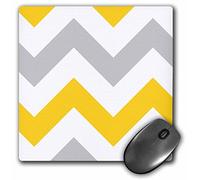 3dRose mp_179796_1 8" x 8" Big Yellow and Gray Chevron Zig Zag Pattern Grey White Zigzag Stripes Mouse Pad