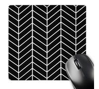 3dRose mp_179813_1 8" x 8" Black Herringbone Pattern Modern White Arrow Feather Inspired Design Mouse Pad
