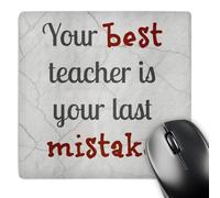 3dRose mp_180072_1 8" x 8" Best Teacher is Last Mistake Black and Red Letters on Marble Print Picture Mouse Pad