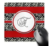 3dRose mp_180715_1 8" x 8" Elegant Red Black Zebra Animal Print Monogram Letter T Mouse Pad