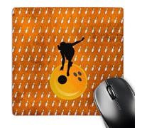 3dRose mp_180791_1 8" x 8" Woman on Bowling Ball with Bowling Pin Background Gold Mouse Pad