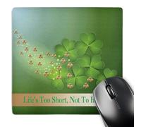 3dRose mp_180864_1 8" x 8" Beautiful Green and Gold Shamrocks Lifes Too Short Not to Be Irish Mouse Pad