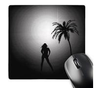 3dRose mp_18142_1 8 x 8-Inch Seaside Beauty at Night a Beautiful Woman Standing Underneath The Moon on Island Mouse Pad