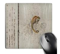 3dRose mp_182665_1 8" x 8" Beautiful Seahorse Sand Dollar and Starfish on Aged Wood Mouse Pad