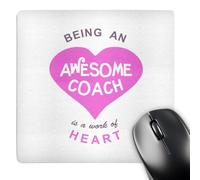 3dRose mp_183861_1 8" x 8" Being an Awesome Coach is a Work of Heart Pink Coaching Job Pun Mouse Pad