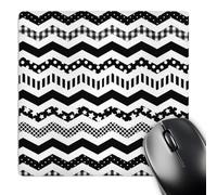3dRose mp_183982_1 8" x 8" Black and White Chevron Zigzag Pattern with a Twist Patterned Zig Zags Mouse Pad