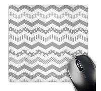 3dRose mp_183985_1 8" x 8" Grey Chevron Zigzag Pattern with a Twist Cute Patterned Zig Zags Mouse Pad