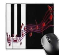 3dRose mp_18763_1 8 x 8-Inch Red Music Notes on Piano Keys Mouse Pad