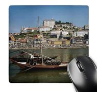 3dRose mp_189329_1 8" x 8" Portugal Porto Boat with Wine Barrels on The Douro River Mouse Pad