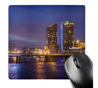 3dRose mp_191748_1 8" x 8" Skyline at Dusk on the Grand River Grand Rapids Michigan. Usa Mouse Pad