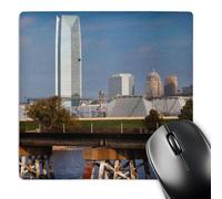 3dRose mp_192227_1 8" x 8" USA Oklahoma Oklahoma City Skyline from The Oklahoma River Mouse Pad