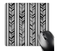 3dRose mp_193770_1 8" x 8" Gray Herringbone Stripes Grey Tribal Chevron Arrow Feather Pattern Mouse Pad
