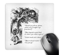 3dRose mp_193784_1 8" x 8" Which Way Ought I Go from Here Chesire Cat Alice in Wonderland Quote Mouse Pad