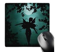 3dRose mp_19385_1 8 x 8-Inch Lovely Fairy Silhouette with Full Moon Mouse Pad