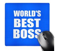 3dRose mp_194442_1 8" x 8" Worlds Best Boss. White Text on Blue. Great Design for Greatest Boss Mouse Pad