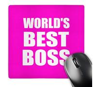 3dRose mp_194443_1 8" x 8" Worlds Best Boss White Text on Hot Pink Great Design for Greatest Boss Mouse Pad