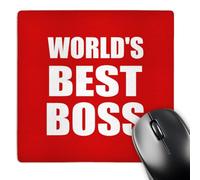 3dRose mp_194444_1 8" x 8" Worlds Best Boss. White Text on Red. Great Design for Greatest Boss Mouse Pad