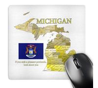 3dRose mp_195253_1 8" x 8" Flag Map and Motto of Michigan with All Counties Labeled Mouse Pad