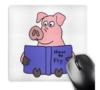 3dRose mp_196083_1 8" x 8" Funny Pig Reading How to Fly Book Mouse Pad