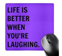 3dRose mp_200703_1 8" x 8" Life is Better When Youre Laughing Black Letters on Purple Background Mouse Pad