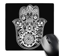 3dRose mp_200820_1 8" x 8" Black and White Hamsa Mouse Pad