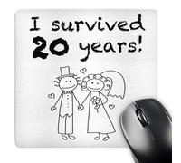 3dRose mp_200829_1 8" x 8" I Survived 20 Years. Black. Mouse Pad