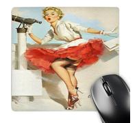 3dRose mp_204067_1 8" x 8" Print of Elvgren Pinup All Aboard Mouse Pad