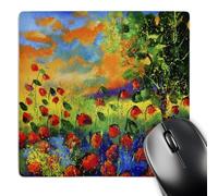 3dRose mp_21109_1 8 x 8-Inch Red Poppies Mouse Pad