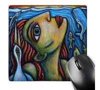 3dRose mp_21130_1 8 x 8-Inch Surfacing fine Art Colorful Fish Bird Water Ocean Mouse Pad