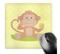 3dRose mp_212630_1 8" x 8" Print of Baby Monkey with Banana on Yellow Mouse Pad
