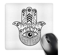 3dRose mp_217281_1 8" x 8" Hamsa Hand Black and White Mouse Pad