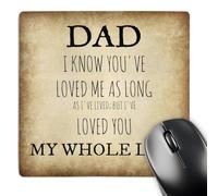 3dRose mp_219963_1 8" x 8" Dad Love You My Whole Life Tan and Brown Background Mouse Pad