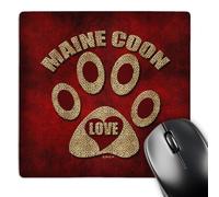 3dRose mp_22006_1 8 x 8-Inch Maine Coon Love Cat Breed in Cheetah Print and Red Mouse Pad