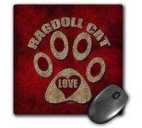 3dRose mp_22010_1 8 x 8-Inch Ragdoll Cat Love Cat Breed in Cheetah Print and Red Mouse Pad