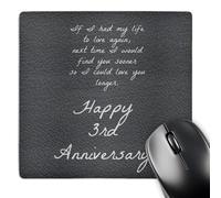 3dRose mp_221894_1 8" x 8" 3Rd Anniversary Love You Longer on Faux Leather-Like Background Mouse Pad