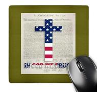 3dRose mp_22367_1 8 x 8-Inch Declaration of Independence Background with Christian Cross in USA Colors Mouse Pad