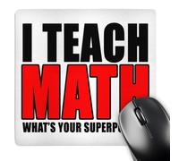 3dRose mp_223996_1 8" x 8" I Teach Math Whats Your Superpower Red Mouse Pad