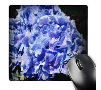 3dRose mp_22506_1 8 x 8-Inch Live Laugh Love Blue Hydrangeas with Rain Drops Mouse Pad