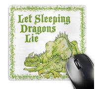 3dRose mp_22855_1 8 x 8-Inch Dragon with Let Sleeping Dragons Lie Mouse Pad