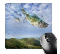 3dRose mp_24247_1 8 x 8-Inch Flying Fishes Unexpected Arrival Mouse Pad