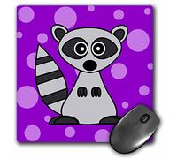 3dRose mp_24623_1 8 x 8-Inch Cute Cartoon Raccoon Purple Dot Background Mouse Pad