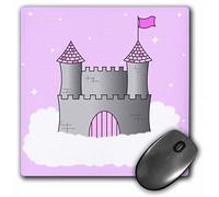 3dRose mp_24631_1 8 x 8-Inch Pink and Grey Princess Castle in The Clouds Mouse Pad