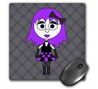 3dRose mp_24661_1 8 x 8-Inch Cute Goth Punk Rock Girl Purple Grey Mouse Pad