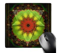 3dRose mp_24834_1 8 x 8-Inch Mandala 5 Triangle Green red Eye Meditation psychedellic Meditation newage Spiritual Harmony Mouse Pad