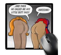 3dRose mp_25013_1 8 x 8-Inch BUTTS little butt face 1 on black Mouse Pad