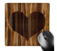 3dRose mp_25388_1 8 x 8-Inch Branded Wood Print Heart Mouse Pad
