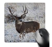 3dRose mp_258040_1 8" x 8" Mule Deer Buck in Late Autumn Snow Mouse Pad